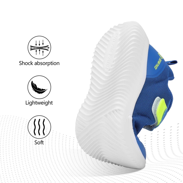 [EZ-Ons BreezeRunners] Breathable And Lightweight Kids Running Sneakers - ROYAL BLUE NEON - 1